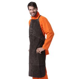 Brown Leather Breast Apron Wear Resistance Cut Insulation For Electric Welding Operation