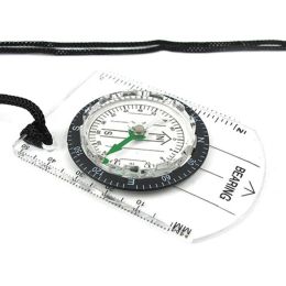 GOXAWEE Outdoor Backpacking Transparent Plastic Compass Tool For Camping; Hiking; Proportional Footprint Travel Military Compass With MM And INCH Rule