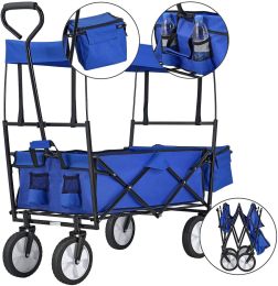 Blue Adjustable Heavy Duty Collapsible Folding Utility Car Wagon Outdoor Camping Cart Beach Picnic foldable Camping Wagon