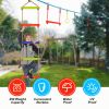 Winslow&Ross 44 Pieces Warrior Obstacle Course Swing Set with 60 ft Extra Long Slack Line;  14 Hanging Loops - with Rope Climbing Ladder & Twist Swing