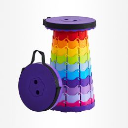 Portable Camping Stools Retractable Telescoping Stool for Fishing Hiking BBQ (Color: purple)