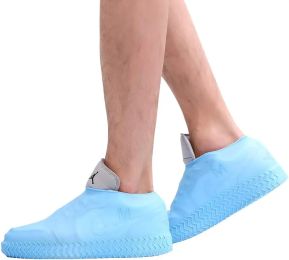 Waterproof Silicone Shoe Cover, Reusable Non Slip Rubber Rain Shoe Cover Unisex (Color: Blue, size: L)