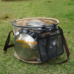 Outdoor Folding Bucket Camping Car Portable Bucket (Color: Khaki, Capacity: 30L)