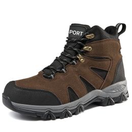 Men's Outdoor Hiking Shoes Mountaineer Climbing Sneakers Waterproof Tactical Hiking Shoes Men Camping Walking Boots (Color: Auburn, size: 40)