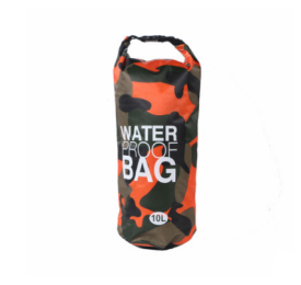 Camouflage waterproof bucket bag beach bag waterproof bucket bag outdoor drifting waterproof bag waterproof bag (Color: Orange, size: 30L)