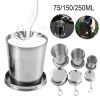 Stainless Steel Folding Cup; Portable Ultralight Collapsible Travel Cup; Outdoor Retractable Drinking Glass & EVA Case Set; Foldable Cup With Keychain